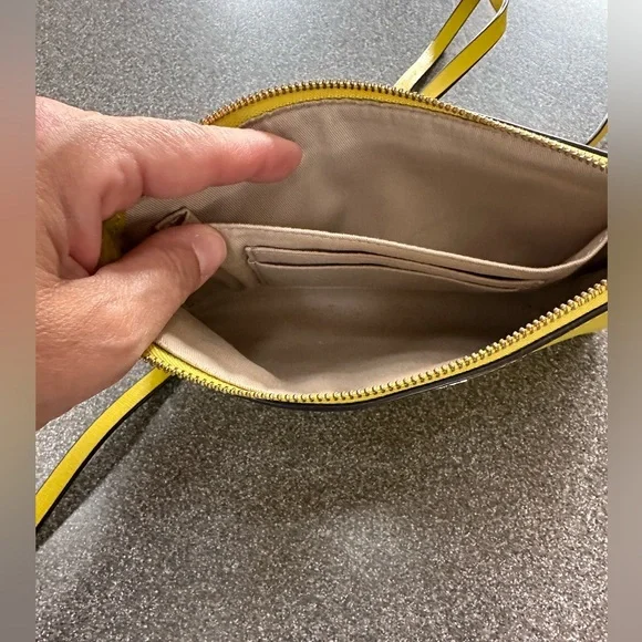 COACH Kylie Saffiano Leather Crossbody Bag Sunglow Yellow With Adjustable Strap - Picture 6 of 8